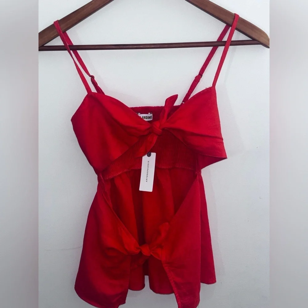 NWT Anthropologie Linen Blend Orange Tank(First Picture is True Color) Size: XXS - Picture 2 of 4